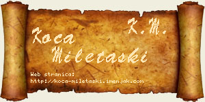 Koča Miletaški vizit kartica